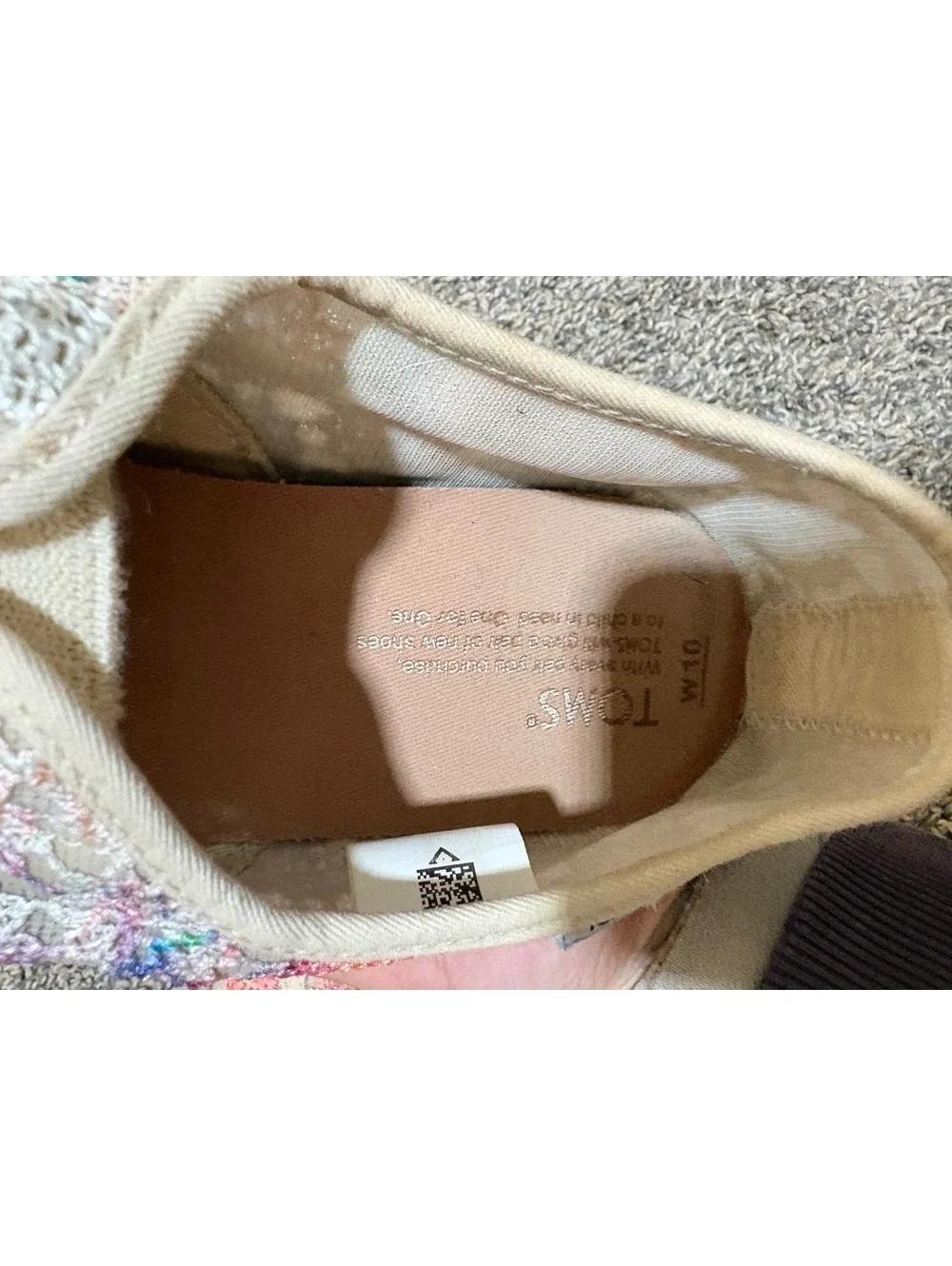 TOMS Palmera Multi Crochet Slip On Espadrilles Multi-Color Floral Lace Womens 10